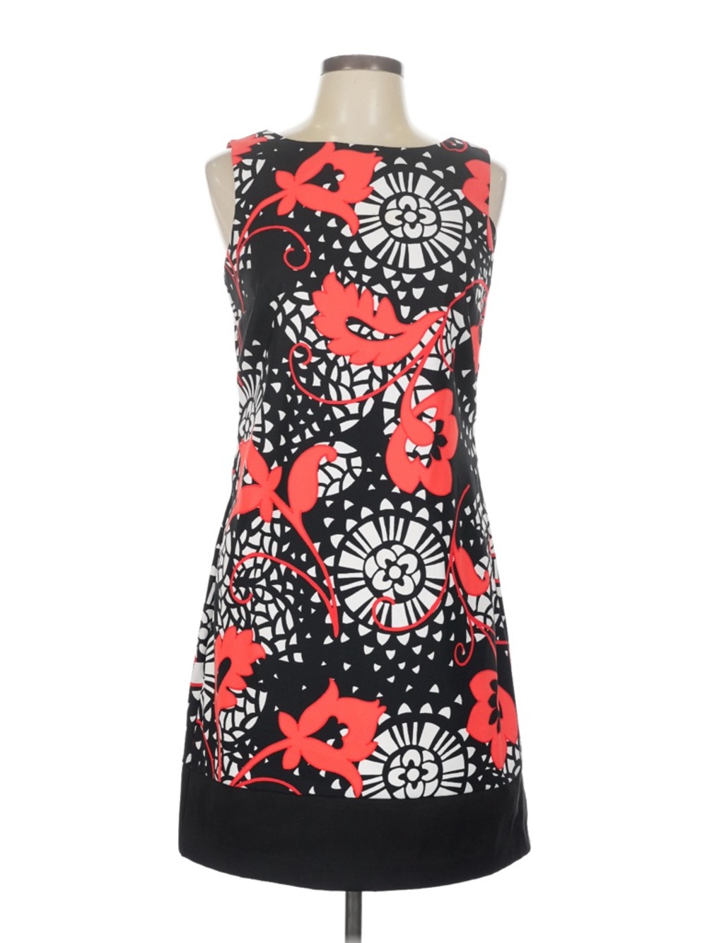 Midi Cocktail Sheath Sleeveless Midi Dress  Floral Accents